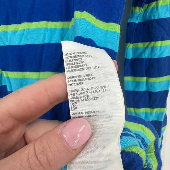 Y2K Hollister Striped Long Sleeve Shirt Blue Green Cotton Modal Top Size Small - Picture 8 of 10